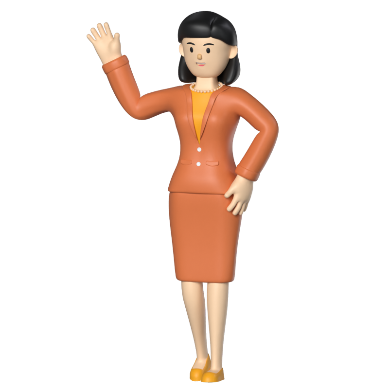 Business Woman Waving Hand