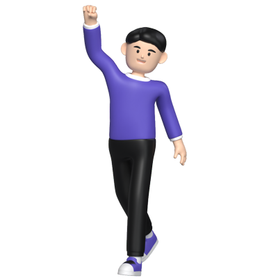 Teammate Man Cheering 3D Graphic