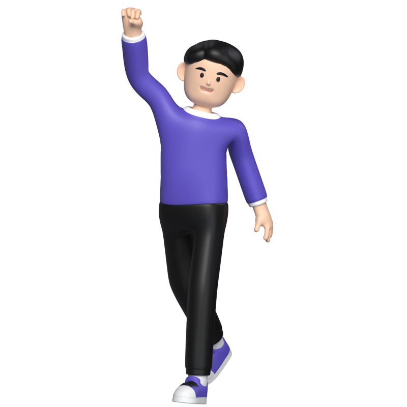 Teammate Man Cheering 3D Graphic