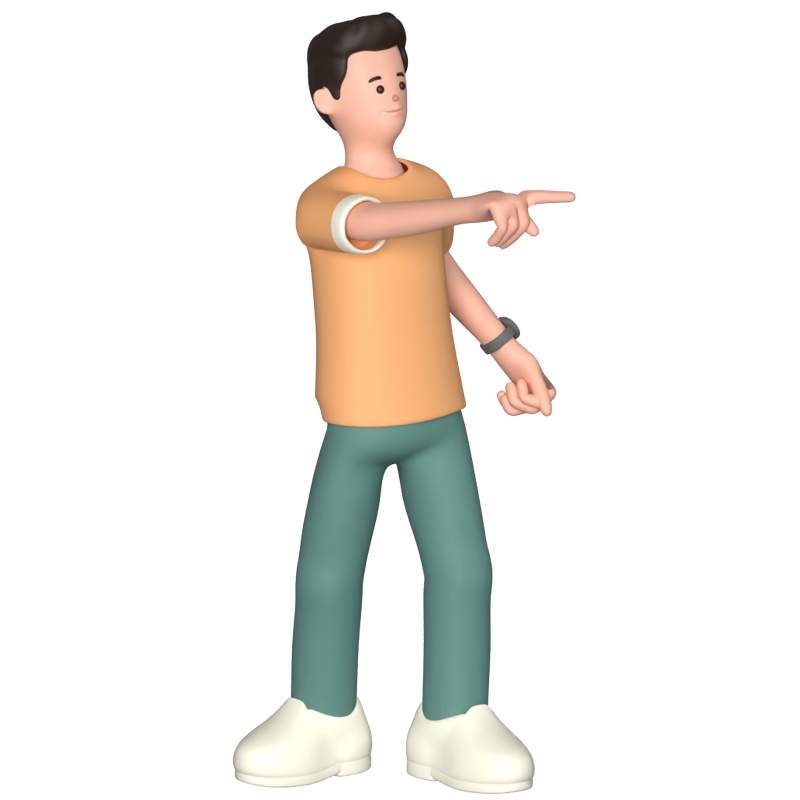 Teenage Boy Pointing 3D Graphic