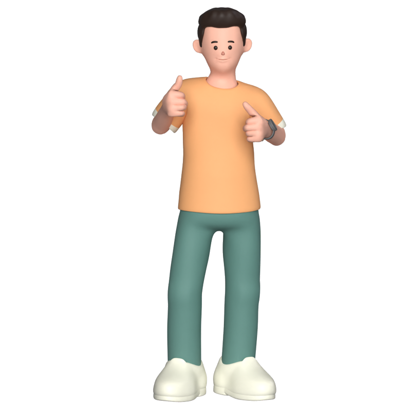 Teenage Boy Thumbs Up 3D Graphic