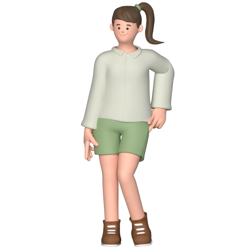 Teenage Girl Stand Pose 3D Graphic