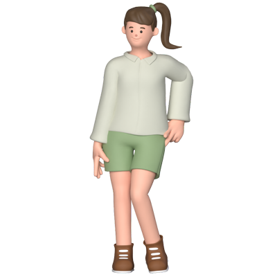Teenage Girl Stand Pose 3D Graphic