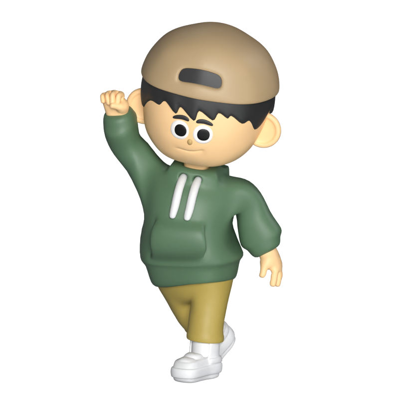 Male Cute Character Cheering 3D Graphic