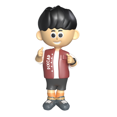 Male Cute Character Thumbs Up 3D Graphic