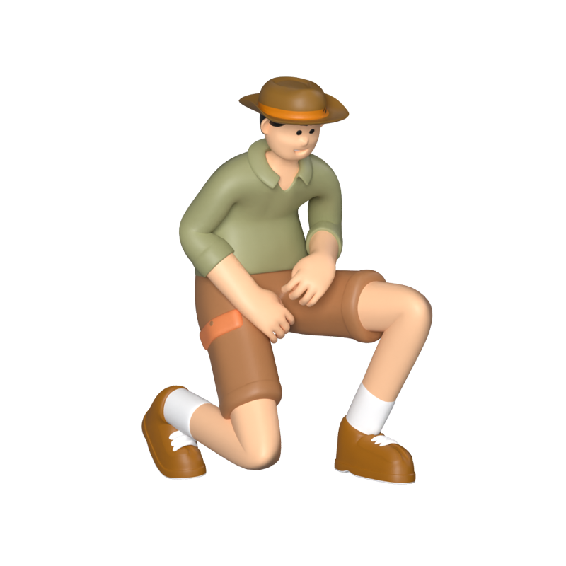 Menino da selva ajoelhado 3D Graphic