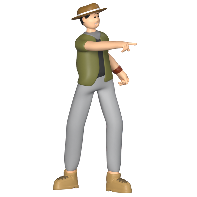 Jungle Boy Pointing 3D Graphic