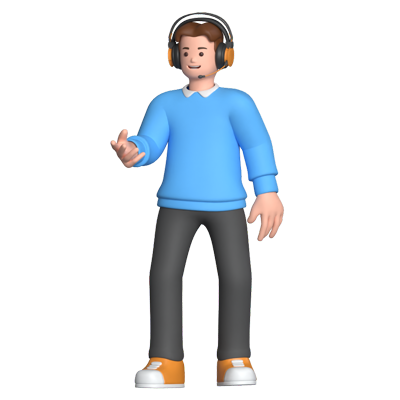 Male Customer Service Talking 3D Graphic