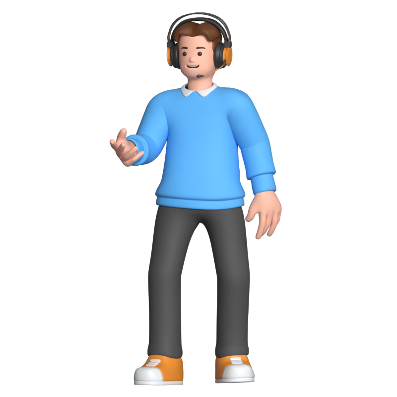 Male Customer Service Talking 3D Graphic