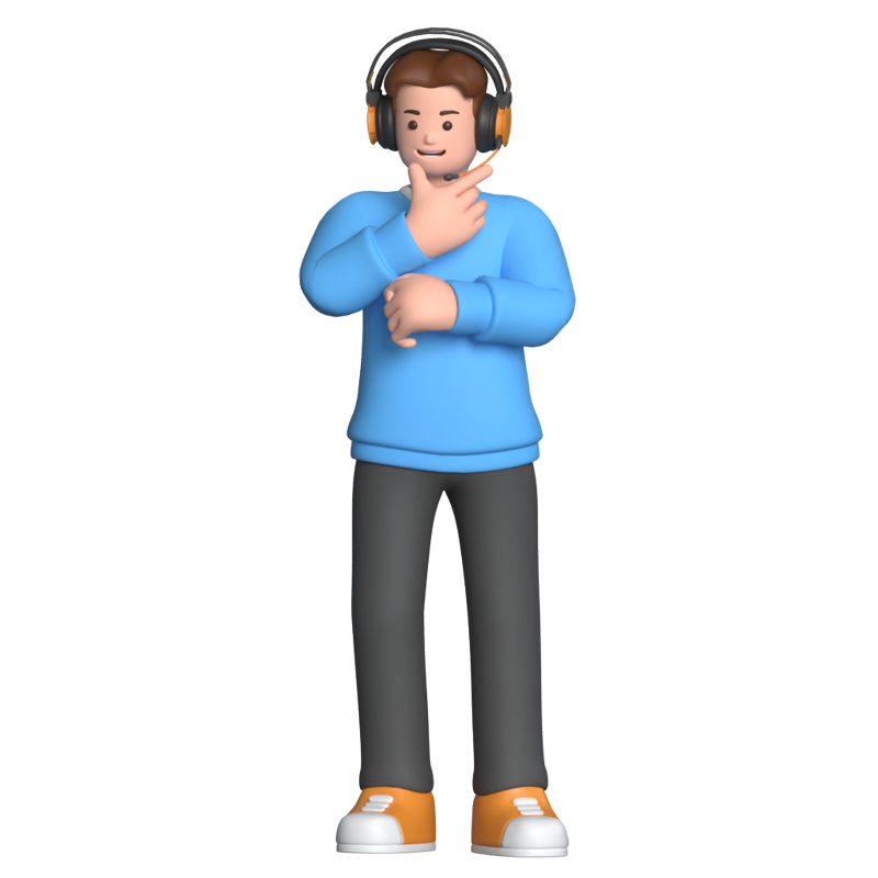 Male Customer Service Stand 3D Graphic