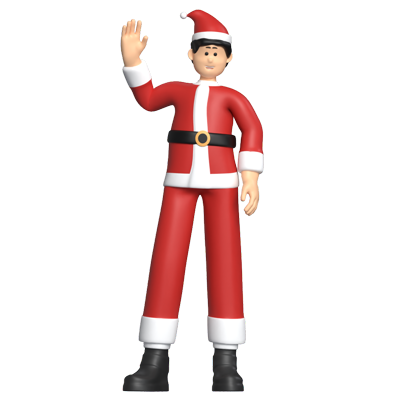 Boy Santa Greeting 3D Graphic