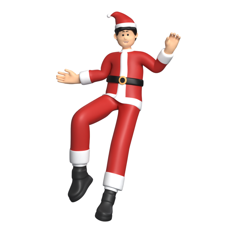 Junge Weihnachtsmann Gruß Dynamische Pose 3D Graphic