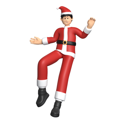 Boy Santa Greeting Dynamic Pose 3D Graphic