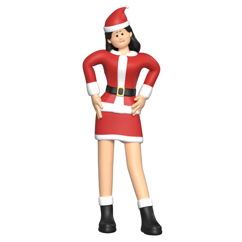 Mädchen Santa Stand 3D Graphic