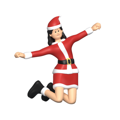 Girl Santa Jump 3D Graphic