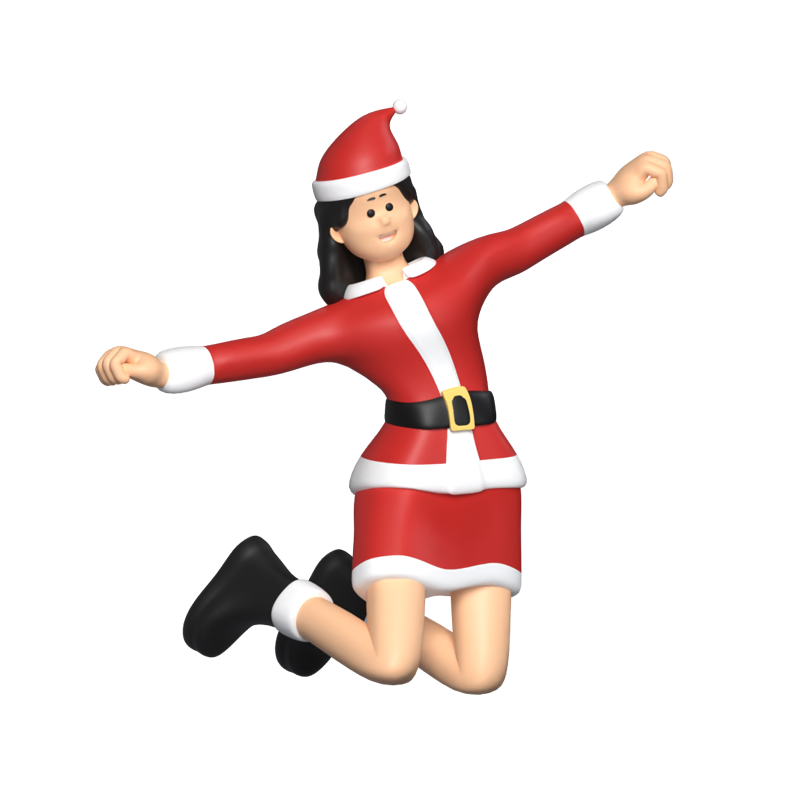 Girl Santa Jump 3D Graphic