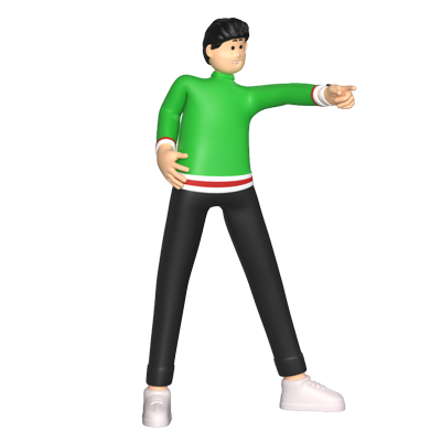 Boy Christmas Pointing 3D Graphic