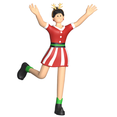 Girl Christmas Happy 3D Graphic