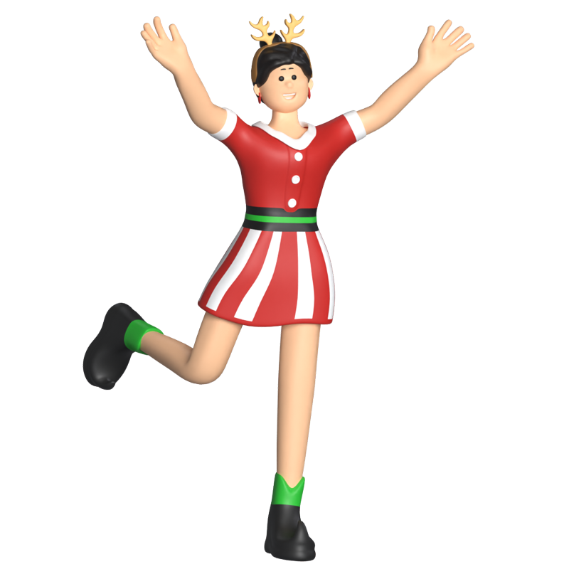 Girl Christmas Happy 3D Graphic