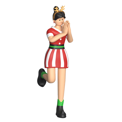 Girl Christmas Happy Cute 3D Graphic