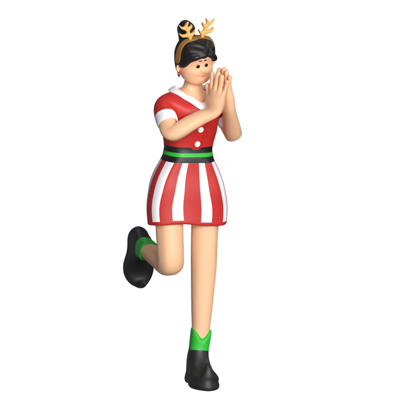 Girl Christmas Happy Cute 3D Graphic