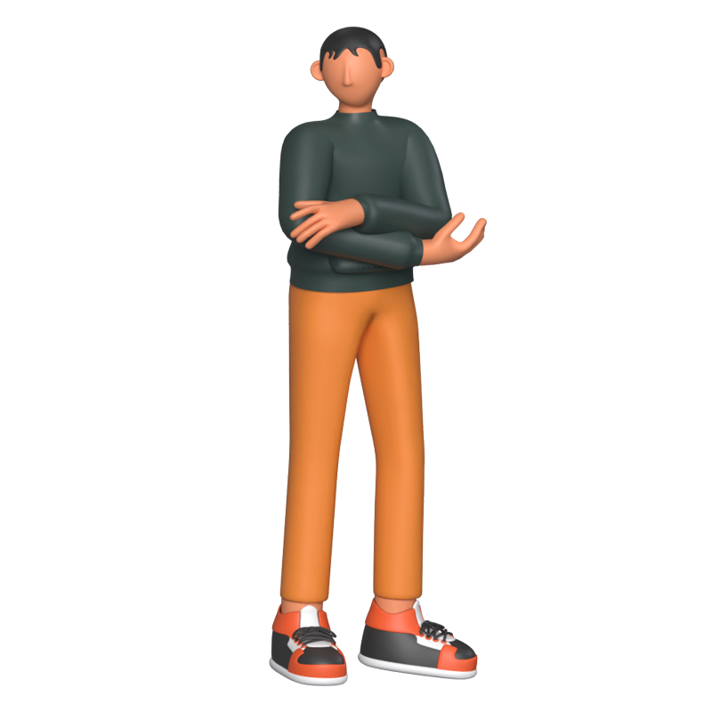 Modern Guy Talking Standing 3D Graphic