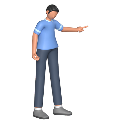 Casual Guy Pointing 3D Graphic