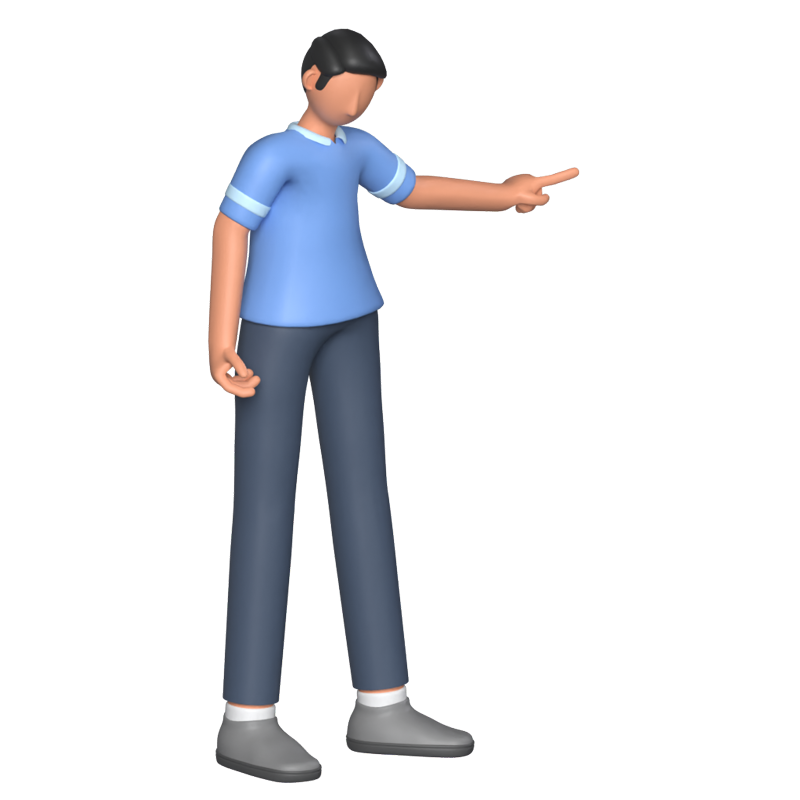 Casual Guy Pointing 3D Graphic