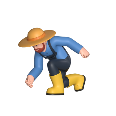 Farmer Kneeling 3D Graphic