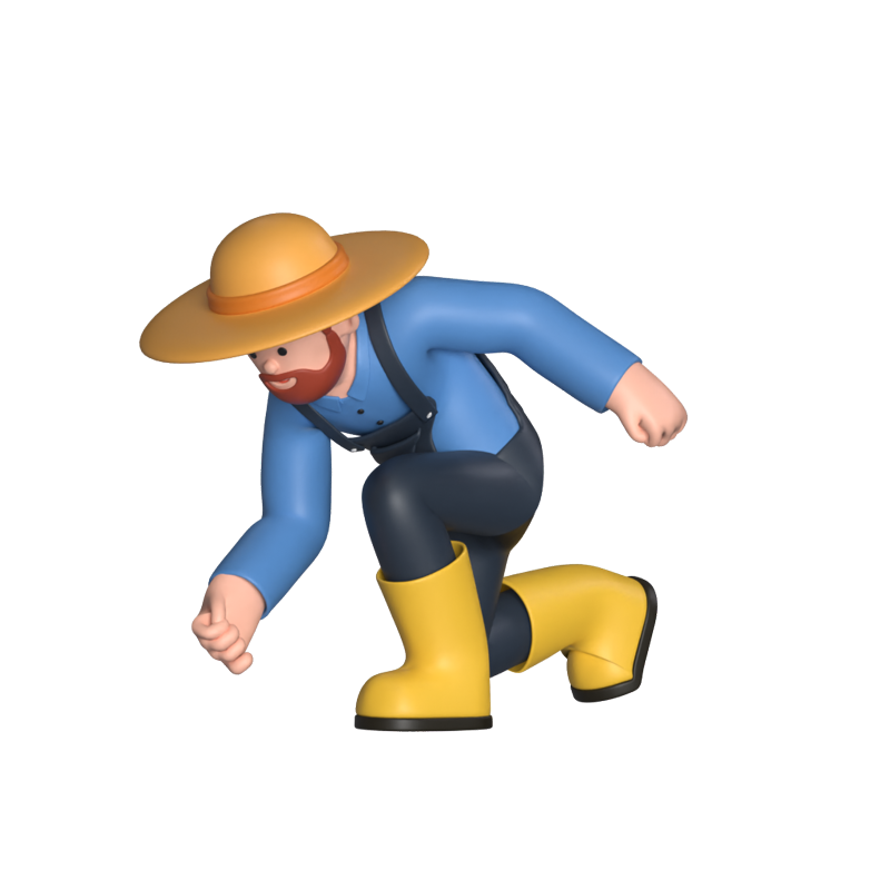 Farmer Kneeling 3D Graphic