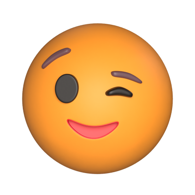 3D Wink Emoticon Expression 3D Graphic