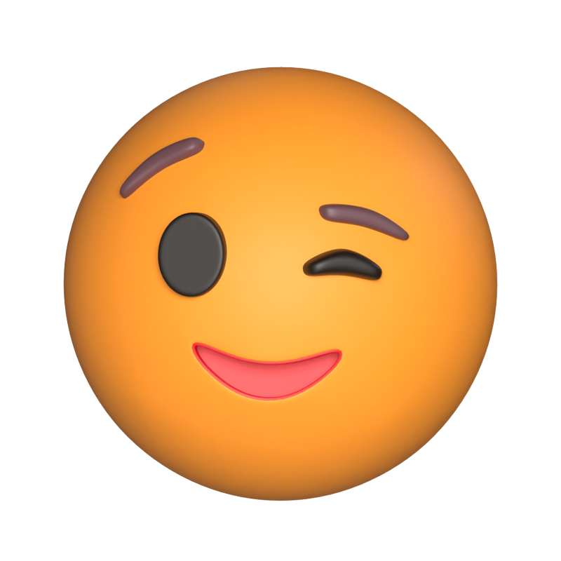 3D Wink Emoticon Expression 3D Graphic