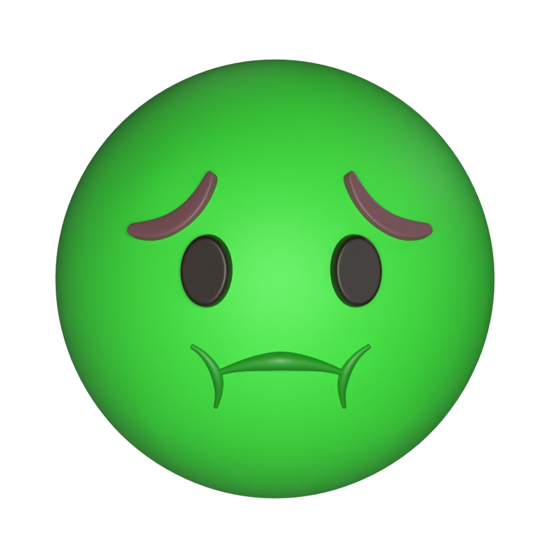 Nauseated Face Expression 3D Emoticon