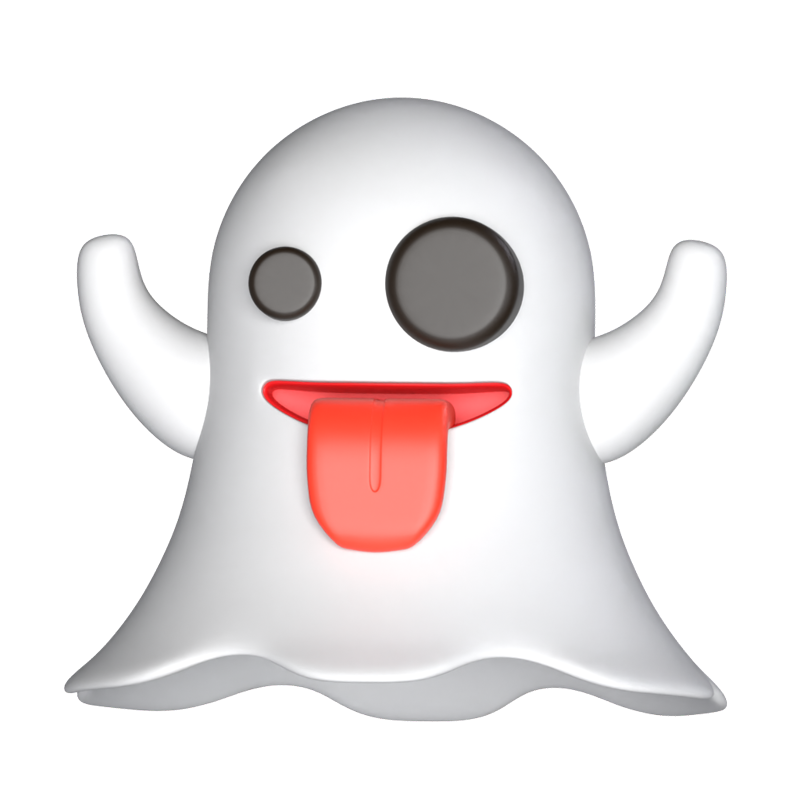 3D Scary Ghost With Tongue Emoticon 3D Graphic