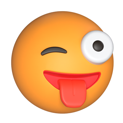 3D Winking Face With Tongue 3D Graphic