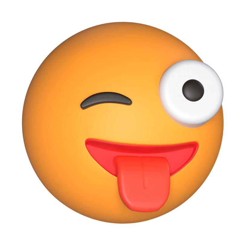 3D Winking Face With Tongue