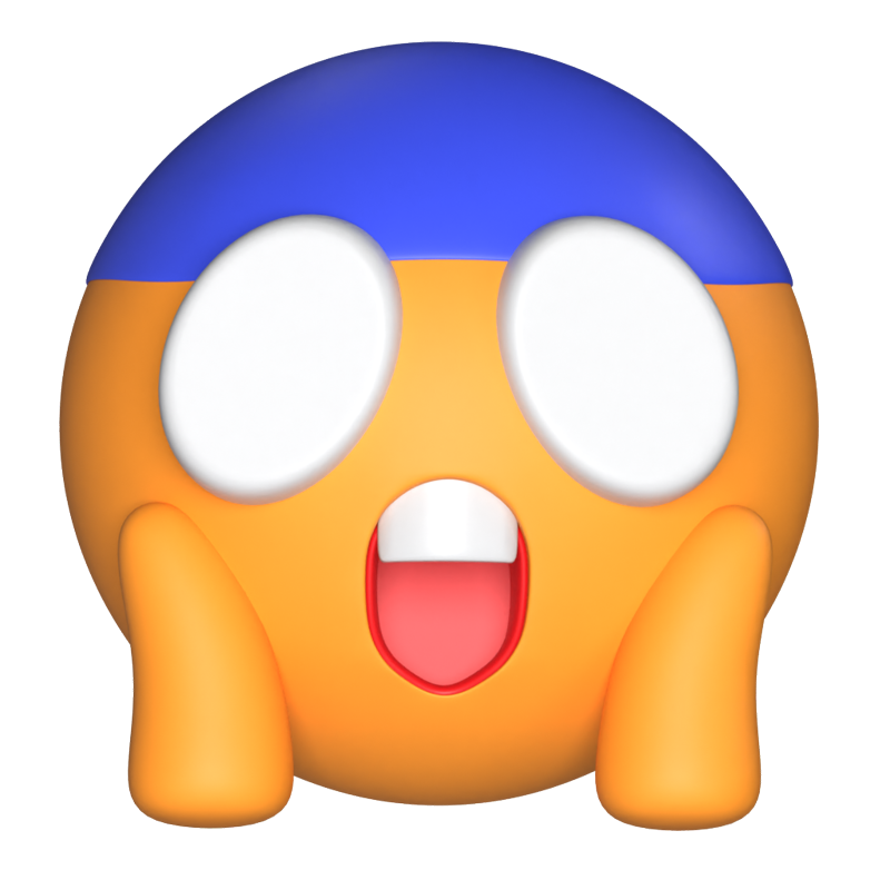 3D Shocked Face Expression With Hands And Opened Mouth 3D Graphic