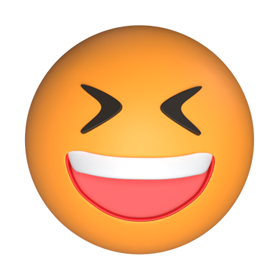 3D Grinning Squinting Face 3D Graphic