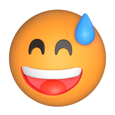 Grinning Face With Sweat 3D Icon 3D Graphic