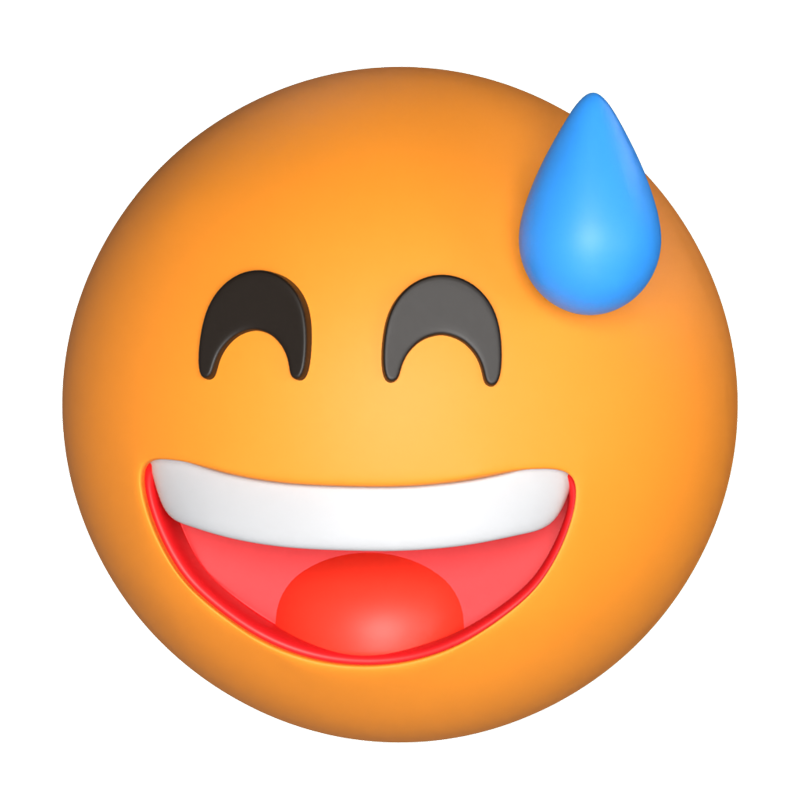 Grinning Face With Sweat 3D Icon 3D Graphic