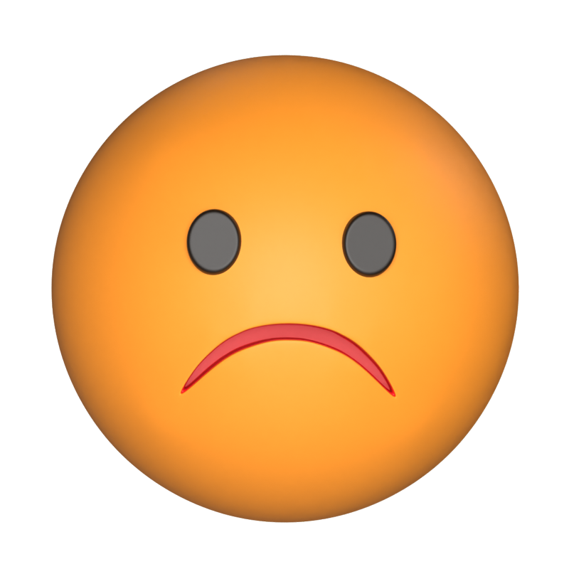 3D Frowning Face Expression 3D Graphic