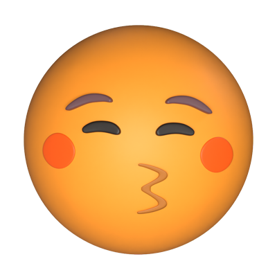 3D Kissing Face With Closed Eyes And Blushing 3D Graphic