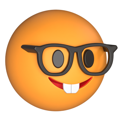 Nerd Face Wearing A Glasses 3D Icon 3D Graphic