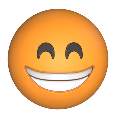 3D Beaming Face With Smiling Eyes 3D Graphic