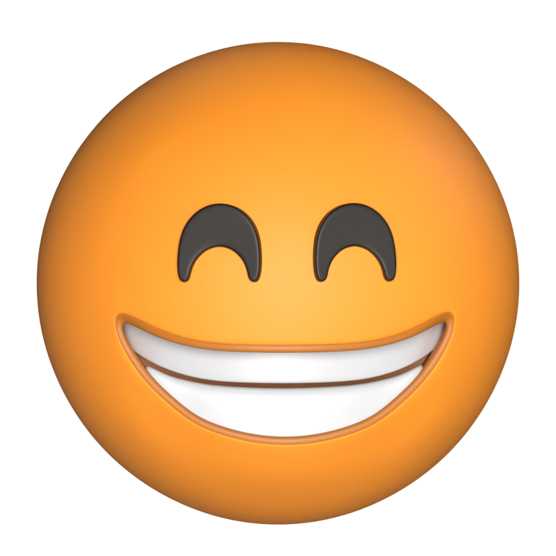 3D Beaming Face With Smiling Eyes 3D Graphic