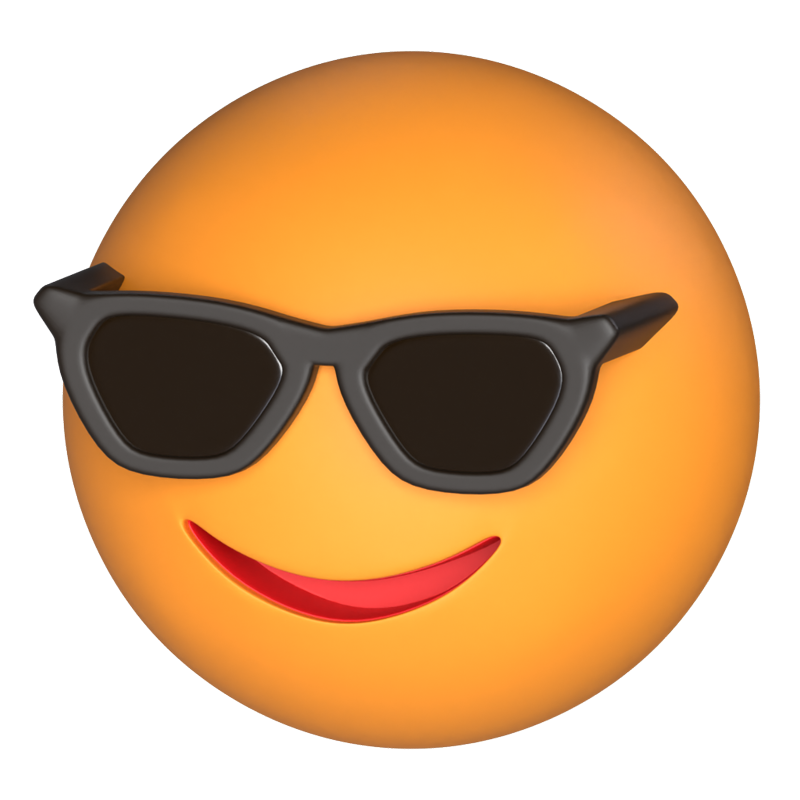 3D Lächelndes Gesicht mit Sonnenbrille 3D Graphic