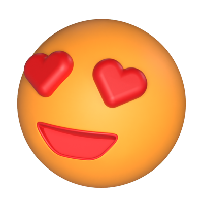 3D Smiling Face With Heart Eyes 3D Graphic