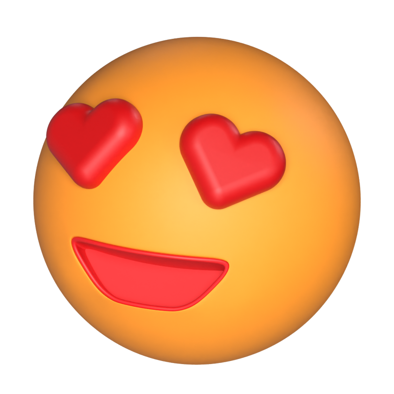 3D Smiling Face With Heart Eyes 3D Graphic