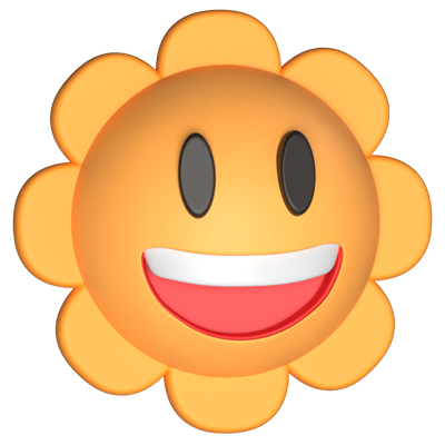 3D Daisy Flower Smile Face 3D Graphic