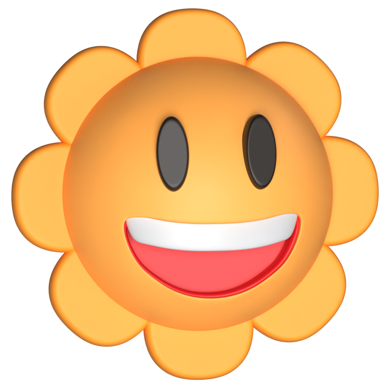 3D Daisy Flower Smile Face 3D Graphic